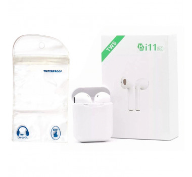 Fone Ouvido Bluetooth I11 5.0 Par Tws Sem Fio Case Base cx Branco + Saco a prova d'água