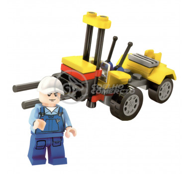Brinquedo Blocos de Montar Time de Construção Com 45 Peças Compatível com LEGO - Empilhadeira