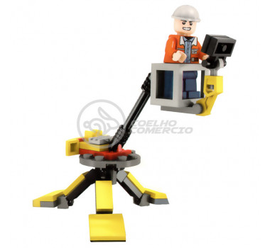 Brinquedo Blocos de Montar Time de Construção Com 42 Peças Compatível com LEGO - Guindaste Pinça Multiangular