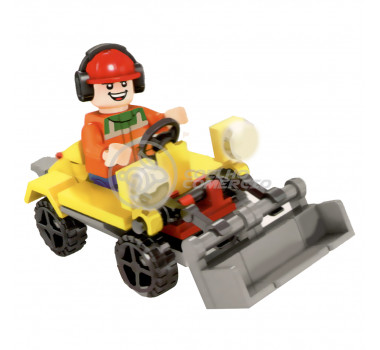 Brinquedo Blocos de Montar Time de Construção Com 45 Peças Compatível com LEGO - Trator Com Pá Carregadeira