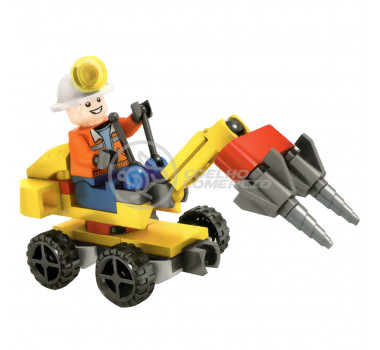 Brinquedo Blocos de Montar Time de Construção Com 47 Peças Compatível com LEGO - Perfuratriz Hidráulica