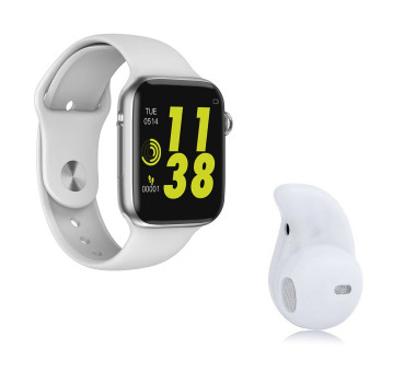Kit 1 Relógio Inteligente SmartWatch W34 Branco Android iOS + 1 Mini Fone Bluetooth Branco