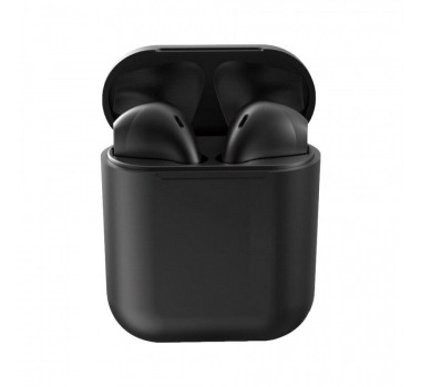 Inpods 12 TWS Macaron Fone de ouvido Bluetooth 5.0 sem fio fone de ouvido com microfone para todos os telefones - Preto
