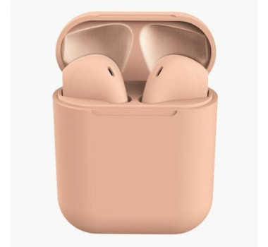 Inpods 12 TWS Macaron Fone de ouvido Bluetooth 5.0 sem fio fone de ouvido com microfone para todos os telefones - Rosa