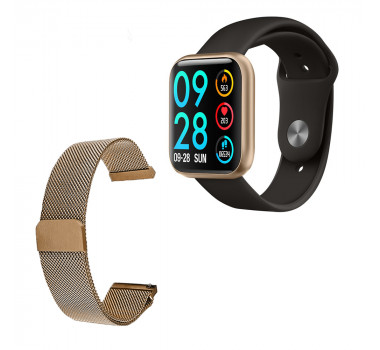 Relógio Smartwatch P80 Dourado Android iOS + 1 Pulseira Extra