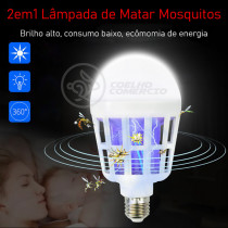 Lâmpada Luz LED Branco 15w Atrai e Mata com Choque Mosquito Insetos Pernilongo Moscas
