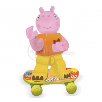 Boneco Mini Familia Peppa Pig Bloco de Montar Compatível Com Lego - Mamãe Pig com Skate