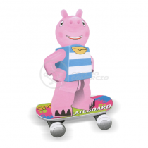 Boneco Mini Familia Peppa Pig Bloco de Montar Compatível Com Lego - George Pig Troféu com Skate