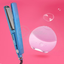 Kit 1 Prancha Chapinha Nano Titanium Progressivas Profissional + 1 Esponja Facial Limpeza Rosa Bebê