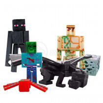 Kit 7 Cartela Minecraft Dragão com 35 Bonecos + 7 Bloco Ender Dragon Brinquedo Infantil Bed Wars Zombie