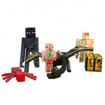 Kit 10 Cartela Minecraft Dragão 50 Bonecos + 10 Bloco Ender Dragon Brinquedo Infantil Bed Wars Pigman
