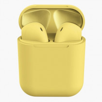 Inpods 12 TWS Macaron Fone de ouvido Bluetooth 5.0 sem fio fone de ouvido com microfone para todos os telefones - Amarelo