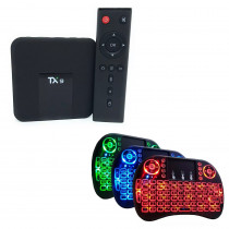 Kit 1 Conversor Smart TV TX-9 + 1 Mini Teclado Wireless Touch Pad com LED