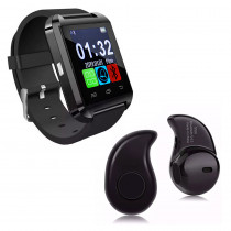 Kit 1 Smartwatch U8 Relogio Inteligente Bluetooth Ios Android Preto + 1 Mini Fone Bluetooth Preto