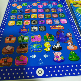Tablet Infantil Galinha Pintadinha Multifunções Educativo Ensina Soletrar Matemática + 3 Pilhas AAA