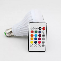 Lâmpada LED 12w E27 RGB Colorida com Caixa de Som Bluetooth e Controle Remoto